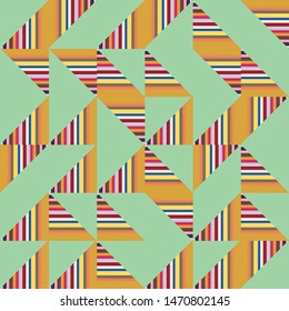 Vector abstract Truchet geometric seamless pattern repeat