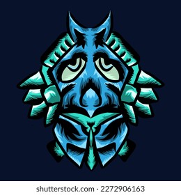 vector abstract t-shirt with shapes with blue vector color eyes and pointed sideways