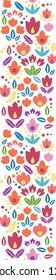 Vector abstract tulips vertical seamless pattern background ornament with ornamental tulip silhouettes.