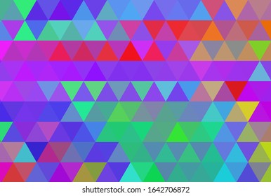 Vector abstract turquoise blue green violet purple orange yellow background from triangles.