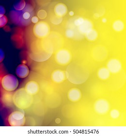 Vector abstract twinkled bright background with bokeh defocused golden lights.