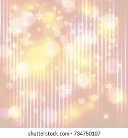 Vector abstract twinkled bright background with bokeh defocused golden lights.