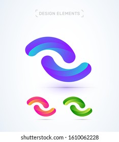 Vector abstract twisted letter S logo template. Synergy illustration. Material design, origami, fluent flat and line art style. Application icon