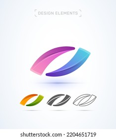 Vector abstracta dos elementos letra O plantilla de diseño de logotipo. Sinergia, torcido, plano, estilos de línea de arte