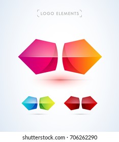 Vector abstract two parts arrow logo template. Material design style.
