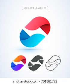 Vector abstract two segments logo. Material design style