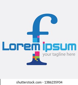 Vector abstract, type F for logo or symbol