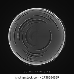 Vector abstract ultra thin line sphere. Fluid dynamic distorted spheres. Futuristic fractal noise illustration. Technology digital splash or explosion of sound, waveform. Cyber UI or HUD element.