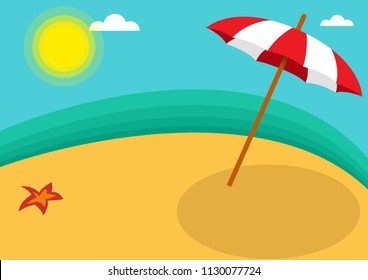 Vector abstract umbrella on the beach, summer on island background concept