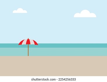 Abstrakter Vektorschirm am Strand, Sommerhintergrund