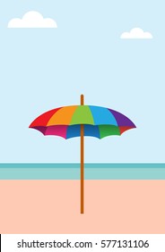 Vector abstract umbrella on the beach, summer background concept