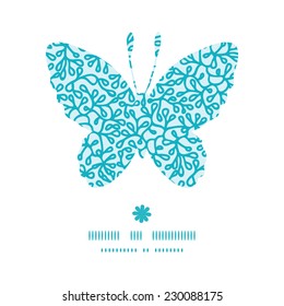 Vector abstract underwater plants butterfly silhouette pattern frame