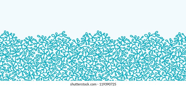 Vector Abstract Underwater Plants Horizontal Seamless Pattern Background Ornament Texture With hand drawn doodle seaweed.