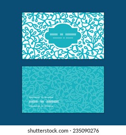 Vector abstract underwater plants horizontal frame pattern business cards set