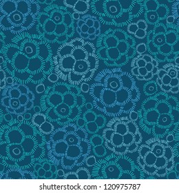 Vector abstract underwater plants seamless pattern background with hand drawn elements.
