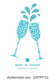 Vector abstract underwater plants toasting wine glasses silhouettes pattern frame