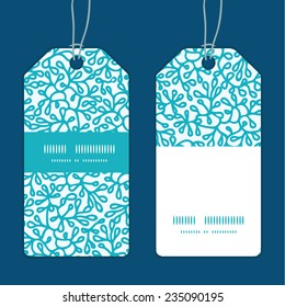 Vector abstract underwater plants vertical stripe frame pattern tags set