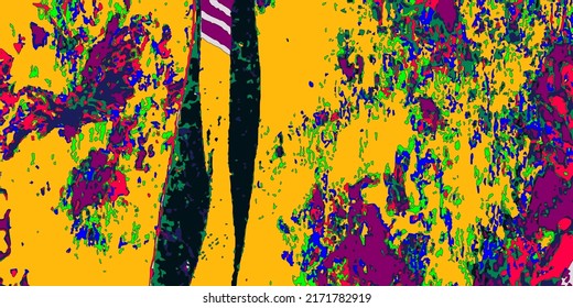 Vector abstract universal grunge art texture, header template. Collage page, design for card, invitation, brochure, banner, book cover, booklet print, flyer concept. Orange, green, pink, acid