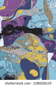 Vector abstract universal grunge art texture, header template. Collage page, design for card, invitation, brochure, banner, book cover, booklet print, flyer concept.