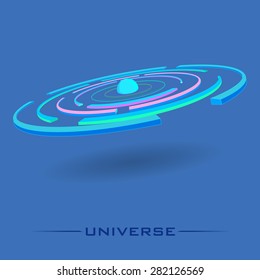 vector abstract universe planet logo, icon isolated illustration
