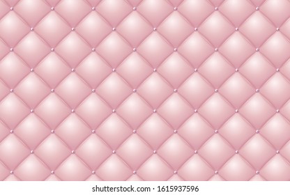 Vector abstract upholstery or light pink leather texture sofa background and pink pearl for antique furniture decoration (close up)