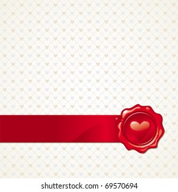 Vector abstract Valentines background with heart sealing wax stamp