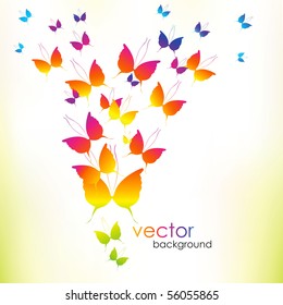 Vector Abstract Varicolored Background with Butterflies