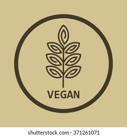 Vector abstract vegan emblem,outline monogram,flower symbol, concept for organic shop or yoga studio,logo design template,linear logo design template,organic food and farming,green,vegan food concept
