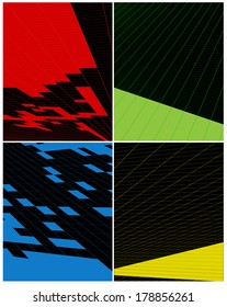 vector abstract vertical banner with color lines on a black background