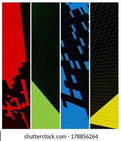 vector abstract vertical banner with color lines on a black background