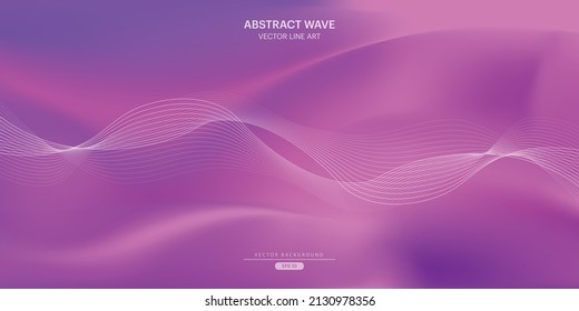 Fondo de arte de la línea ondulada de color vibrante abstracto vectorial, onda de color rosa y blanco Ilustración adecuada para pantallas Retroceso