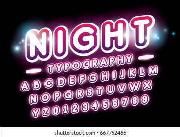 Vector of abstract vibrant font and alphabet