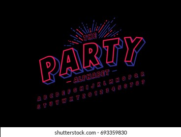 Vector of abstract vibrant font and alphabet