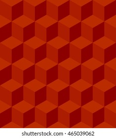 Vector abstract vinous background. Necker Cube seamless pattern. Geometric texture. Modern dark red fond. 