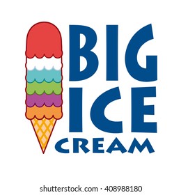 Vector abstract vintage big ice cream in flat design