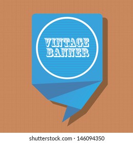 vector abstract vintage blue stripped paper banner on aged brown paper. Vector blue stripped abstract background for website or cover design.