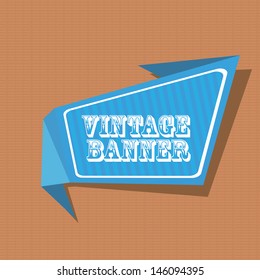 vector abstract vintage blue stripped paper banner on aged brown paper. Vector blue stripped abstract background for website or cover design.