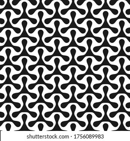 Vector abstract vintage geometric wallpaper pattern seamless. Black triplex geometric shape as chain grid on white background. Modern geometrical black and white texture