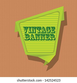 vector abstract vintage green stripped paper banner on aged paper. Vector green stripped abstract background for website or cover design.
