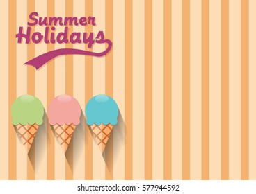 Vector abstract vintage ice cream, flat design background