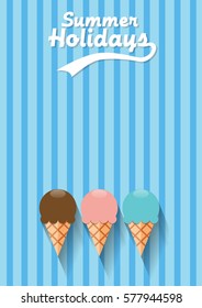 Vector abstract vintage ice cream, flat design background