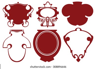 Vector abstract vintage labels on different versions for decoration and design