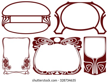 Vector abstract vintage labels on different versions for decoration and design