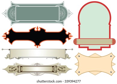 Vector abstract vintage labels on different versions for decoration and design