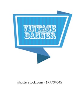 vector abstract vintage origami blue stripped paper banner . Vector blue stripped abstract  speech bubble