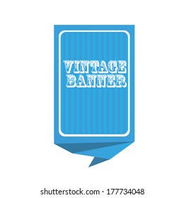 vector abstract vintage origami blue stripped paper banner . Vector blue stripped abstract  speech bubble
