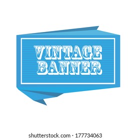 vector abstract vintage origami blue stripped paper banner . Vector blue stripped abstract  speech bubble
