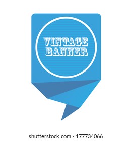 vector abstract vintage origami blue stripped paper banner . Vector blue stripped abstract  speech bubble