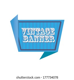 vector abstract vintage origami blue stripped paper banner . Vector blue stripped abstract  speech bubble