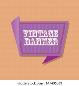 vector abstract vintage origami violet stripped paper banner on aged brown paper. Vector blue stripped abstract background for website or cover design.